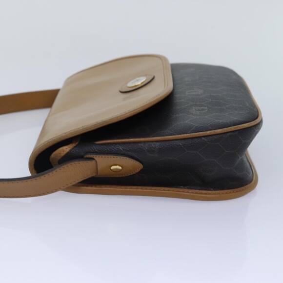 DIOR Honeycomb Canvas Shoulder Bag Pvc Leather Black Gold - Picture 4 of 12